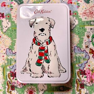 Cath Kidston Festive Stanley Dog large Tin in White and Red